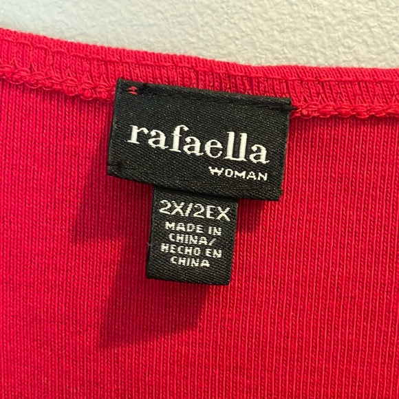 Rafaella Red dressy Button Down light cardigan sweater 2x flower detail, - Picture 2 of 6